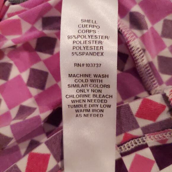 Donna Morgan Dress Size 8 Pink Purple Mod Geometric 3/4 Sleeve Knee Length Retro - Picture 8 of 8